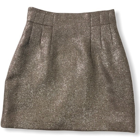 H&M Treed Mini Skirt Metallic bronze Knit lined zipper back size 2 - Picture 12 of 12